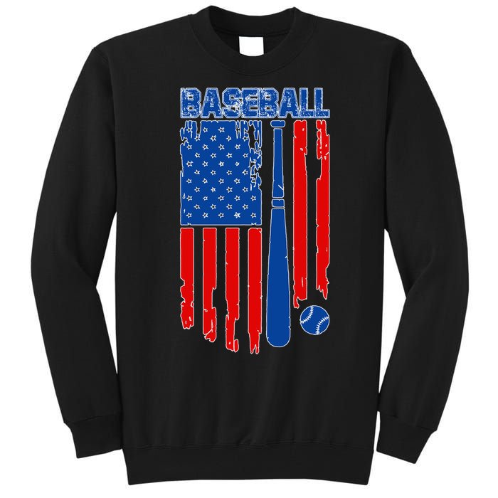 Vintage Cool Baseball American Flag Tall Sweatshirt