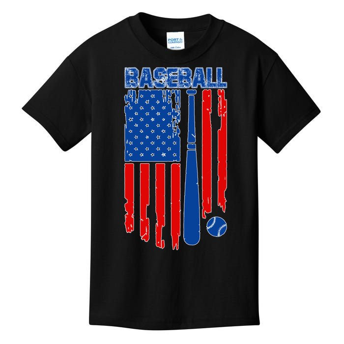 Vintage Cool Baseball American Flag Kids T-Shirt