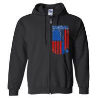 Vintage Cool Baseball American Flag Full Zip Hoodie