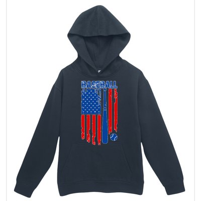 Vintage Cool Baseball American Flag Urban Pullover Hoodie