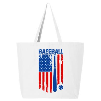 Vintage Cool Baseball American Flag 25L Jumbo Tote