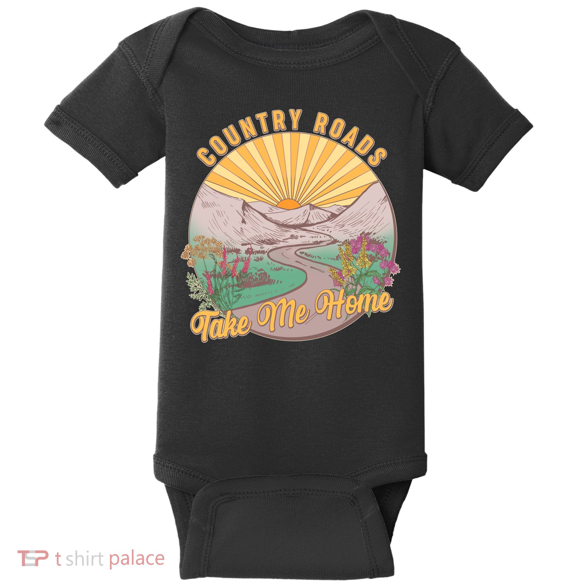 Vintage Country Roads Take Me Home  Baby Bodysuit
