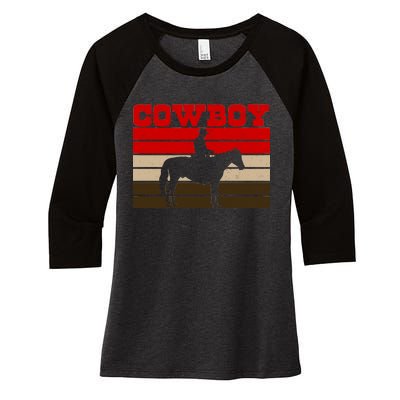 Vintage Cowboy Logo Women's Tri-Blend 3/4-Sleeve Raglan Shirt