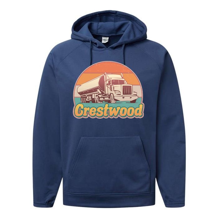 Vintage Crestwood Tanker Truck Performance Fleece Hoodie