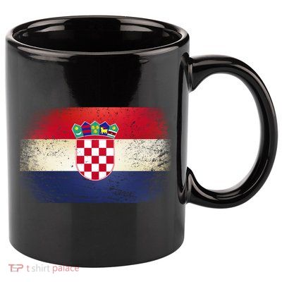 Vintage Croatia Flag 11oz C Handle Ceramic Mug