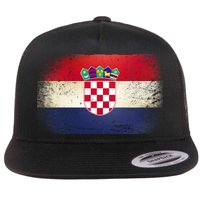 Vintage Croatia Flag Flat Bill Trucker Hat