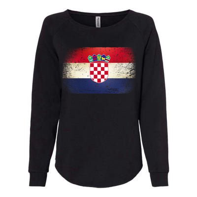 Vintage Croatia Flag Womens California Wash Sweatshirt