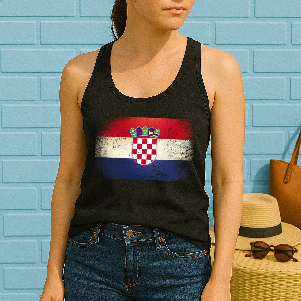 Vintage Croatia Flag Womens Tank Top