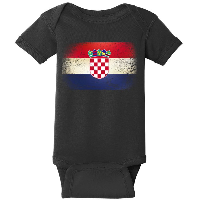 Vintage Croatia Flag Baby Bodysuit