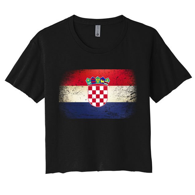 Vintage Croatia Flag Crop Top
