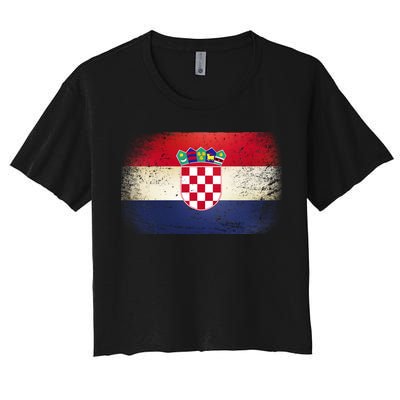 Vintage Croatia Flag Women's Crop Top Tee