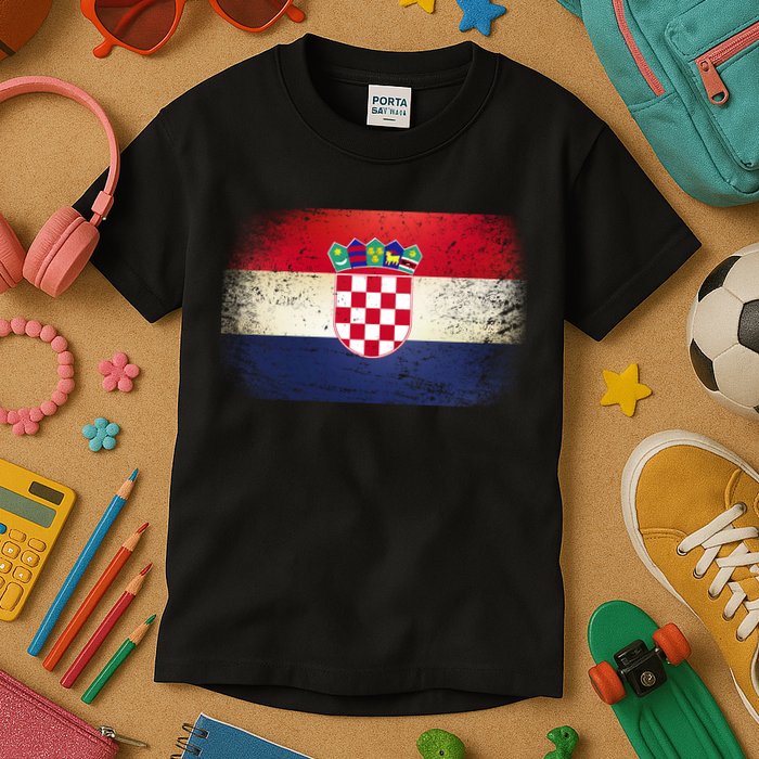 Vintage Croatia Flag Kids T-Shirt