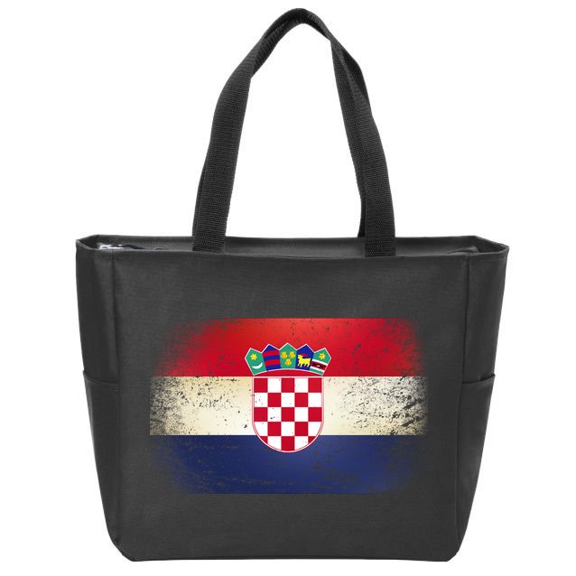 Vintage Croatia Flag Zip Tote Bag