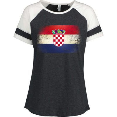 Vintage Croatia Flag Enza Ladies Jersey Colorblock Tee