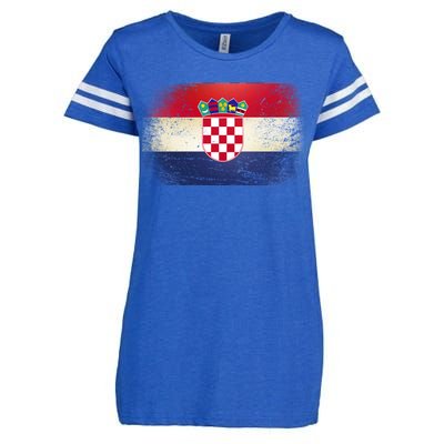 Vintage Croatia Flag Enza Ladies Jersey Football T-Shirt