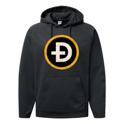 Vintage Crypto Dogecoin Performance Fleece Hoodie