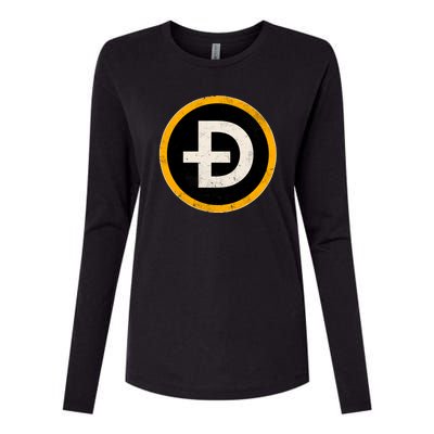 Vintage Crypto Dogecoin Womens Cotton Relaxed Long Sleeve T-Shirt