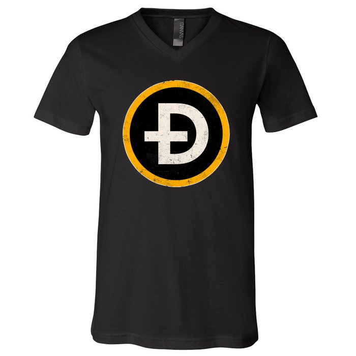 Vintage Crypto Dogecoin V-Neck T-Shirt