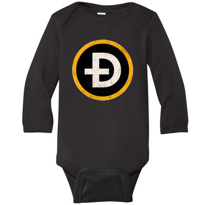 Vintage Crypto Dogecoin Baby Long Sleeve Bodysuit