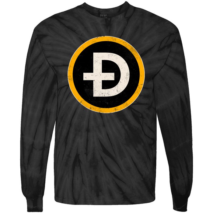 Vintage Crypto Dogecoin Tie-Dye Long Sleeve Shirt