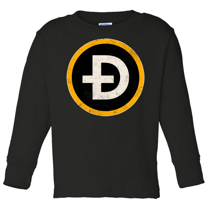 Vintage Crypto Dogecoin Toddler Long Sleeve Shirt