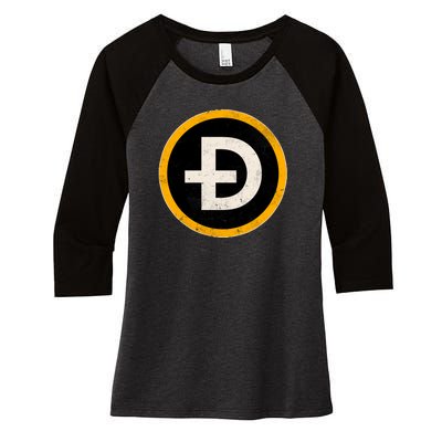 Vintage Crypto Dogecoin Women's Tri-Blend 3/4-Sleeve Raglan Shirt