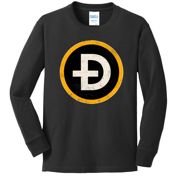 Vintage Crypto Dogecoin Kids Long Sleeve Shirt