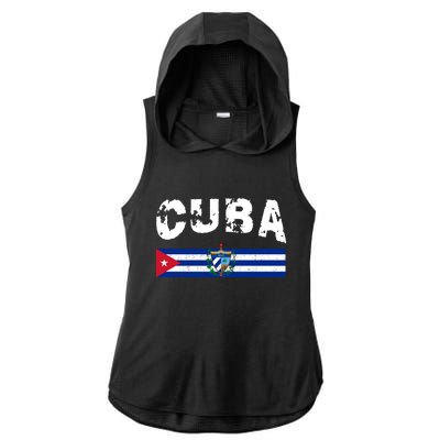 Vintage Cuba Emblem Cuban Flag Ladies PosiCharge Tri-Blend Wicking Draft Hoodie Tank