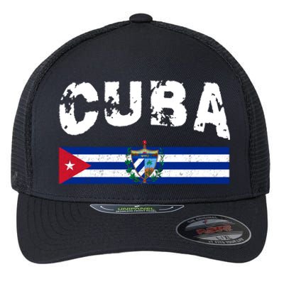 Vintage Cuba Emblem Cuban Flag Flexfit Unipanel Trucker Cap