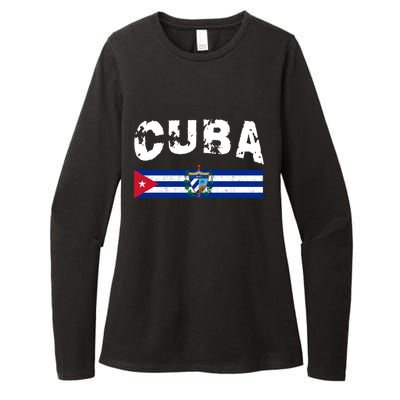 Vintage Cuba Emblem Cuban Flag Womens CVC Long Sleeve Shirt