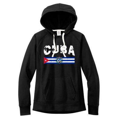 Vintage Cuba Emblem Cuban Flag Women's Fleece Hoodie