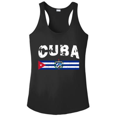 Vintage Cuba Emblem Cuban Flag Ladies PosiCharge Competitor Racerback Tank