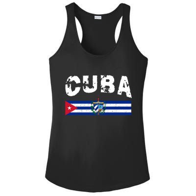 Vintage Cuba Emblem Cuban Flag Ladies PosiCharge Competitor Racerback Tank