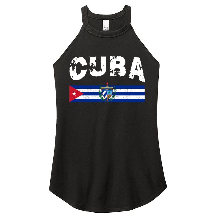 Vintage Cuba Emblem Cuban Flag Women's Perfect Tri Rocker Tank