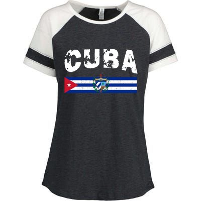 Vintage Cuba Emblem Cuban Flag Enza Ladies Jersey Colorblock Tee