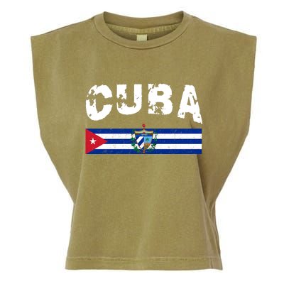 Vintage Cuba Emblem Cuban Flag Garment-Dyed Women's Muscle Tee