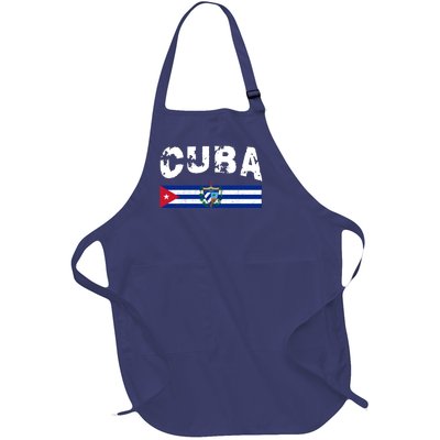 Vintage Cuba Emblem Cuban Flag Full-Length Apron With Pockets