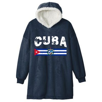 Vintage Cuba Emblem Cuban Flag Hooded Wearable Blanket