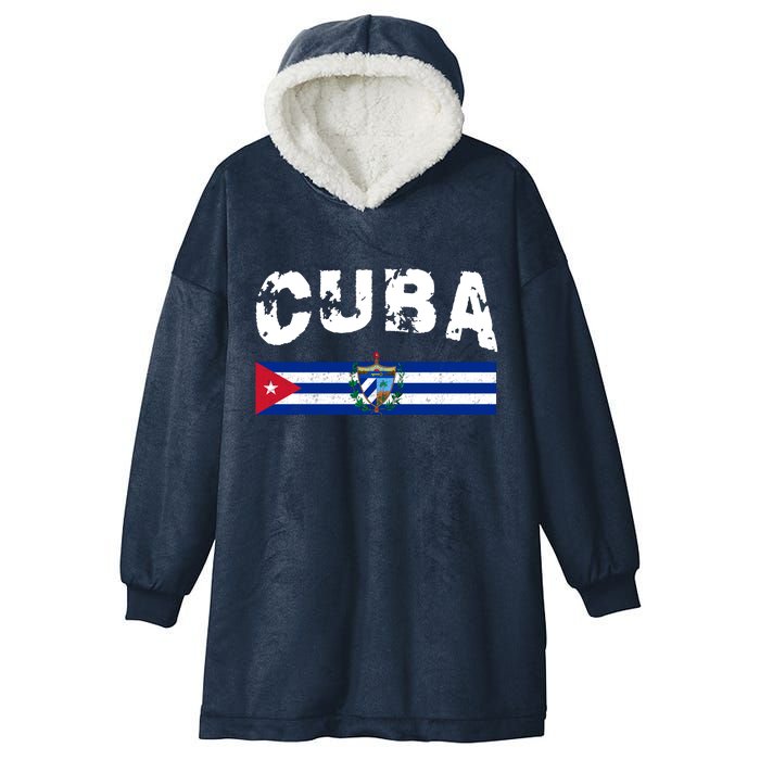 Vintage Cuba Emblem Cuban Flag Hooded Wearable Blanket