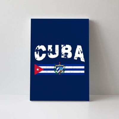 Vintage Cuba Emblem Cuban Flag Canvas