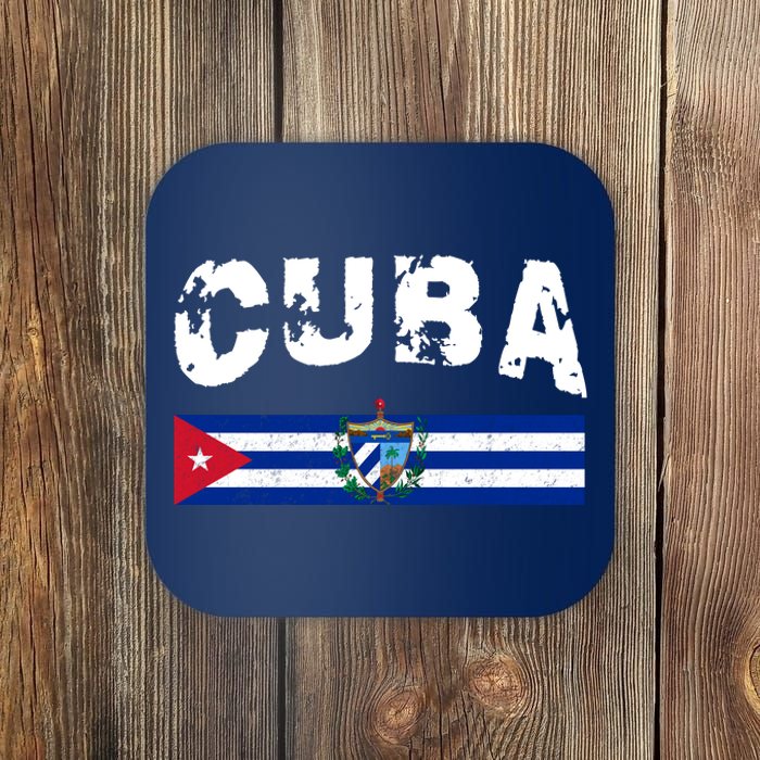 Vintage Cuba Emblem Cuban Flag Coaster