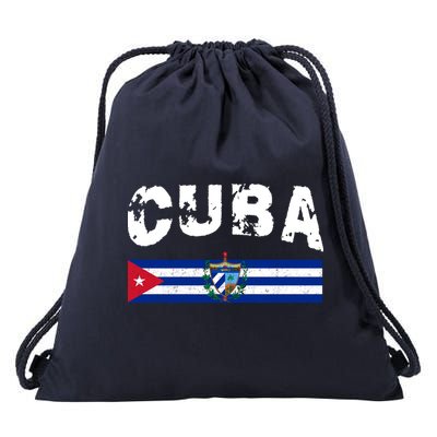 Vintage Cuba Emblem Cuban Flag Drawstring Bag