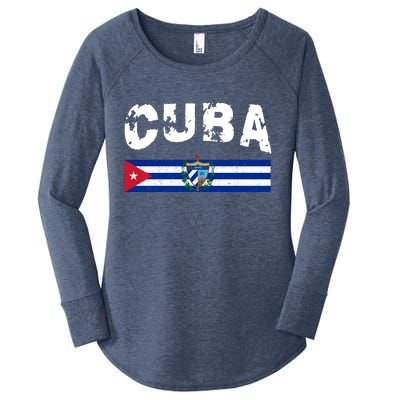 Vintage Cuba Emblem Cuban Flag Women's Perfect Tri Tunic Long Sleeve Shirt