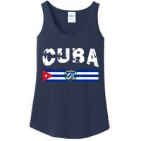 Vintage Cuba Emblem Cuban Flag Ladies Essential Tank