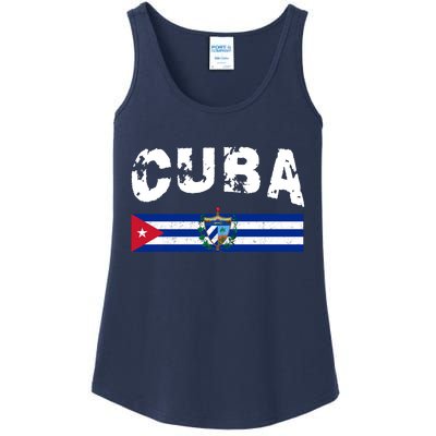 Vintage Cuba Emblem Cuban Flag Ladies Essential Tank