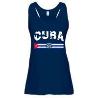 Vintage Cuba Emblem Cuban Flag Ladies Essential Flowy Tank