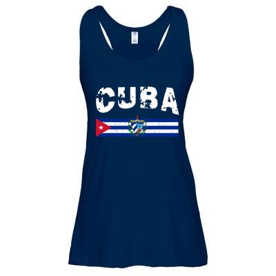 Vintage Cuba Emblem Cuban Flag Ladies Essential Flowy Tank