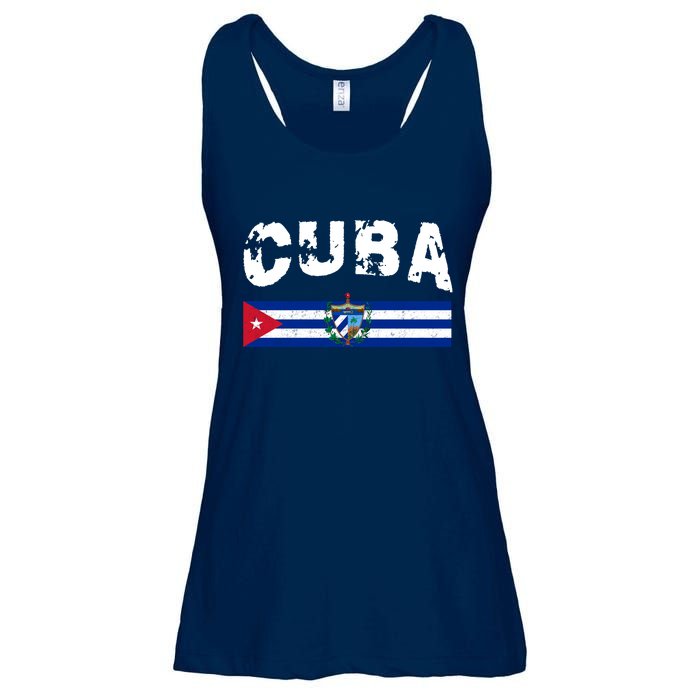 Vintage Cuba Emblem Cuban Flag Ladies Essential Flowy Tank