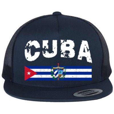 Vintage Cuba Emblem Cuban Flag Flat Bill Trucker Hat