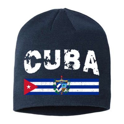 Vintage Cuba Emblem Cuban Flag Sustainable Beanie